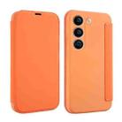 For Samsung Galaxy S23 5G Imitate Liquid Skin Feel Leather Phone Case with Card Slots(Orange) - 1