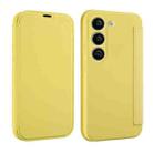 For Samsung Galaxy S23 5G Imitate Liquid Skin Feel Leather Phone Case with Card Slots(Yellow) - 1