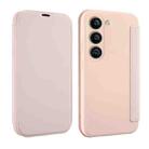 For Samsung Galaxy S23 5G Imitate Liquid Skin Feel Leather Phone Case with Card Slots(Pink) - 1