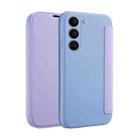 For Samsung Galaxy S23+ 5G Imitate Liquid Skin Feel Leather Phone Case with Card Slots(Light Purple) - 1