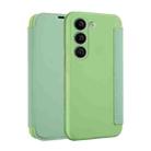 For Samsung Galaxy S23+ 5G Imitate Liquid Skin Feel Leather Phone Case with Card Slots(Matcha Green) - 1