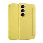 For Samsung Galaxy S23+ 5G Imitate Liquid Skin Feel Leather Phone Case with Card Slots(Yellow) - 1