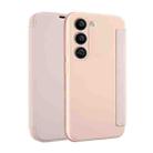 For Samsung Galaxy S23+ 5G Imitate Liquid Skin Feel Leather Phone Case with Card Slots(Pink) - 1