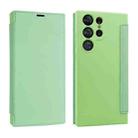 For Samsung Galaxy S23 Ultra 5G Imitate Liquid Skin Feel Leather Phone Case with Card Slots(Matcha Green) - 1