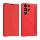 For Samsung Galaxy S23 Ultra 5G Imitate Liquid Skin Feel Leather Phone Case with Card Slots(Red) - 1