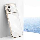For Xiaomi Poco X4 Pro 5G XINLI Straight Edge 6D Electroplate TPU Phone Case(White) - 1