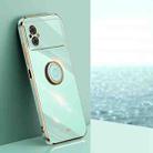 For Xiaomi Poco M4 5G XINLI Straight Edge 6D Electroplate TPU Phone Case with Ring Holder(Mint Green) - 1