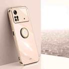 For Xiaomi Poco M4 Pro XINLI Straight Edge 6D Electroplate TPU Phone Case with Ring Holder(Pink) - 1