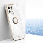 For Xiaomi 13 XINLI Straight Edge 6D Electroplate TPU Phone Case with Ring Holder(White) - 1