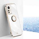 For Xiaomi 12 XINLI Straight Edge 6D Electroplate TPU Phone Case with Ring Holder(White) - 1