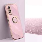 For Xiaomi Redmi Note 11 4G Foreign XINLI Straight Edge 6D Electroplate TPU Phone Case with Ring Holder(Cherry Purple) - 1