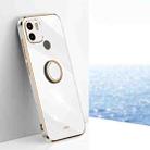 For Xiaomi Redmi A1+ XINLI Straight Edge 6D Electroplate TPU Phone Case with Ring Holder(White) - 1