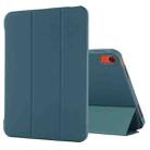 For iPad 10th Gen 10.9 2022 Tri-fold Holder Tablet Leather Case(Dark Green) - 1