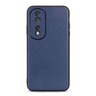 For Honor 80 Accurate Hole Lambskin Texture Genuine Leather Phone Case(Blue) - 1