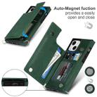 For iPhone 14 Plus Cross-body Square Dual-Buckle Card Flip Wallet Phone Case(Green) - 6