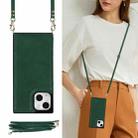 For iPhone 14 Plus Cross-body Square Dual-Buckle Card Flip Wallet Phone Case(Green) - 7