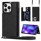 For iPhone 14 Pro Cross-body Square Dual-Buckle Card Flip Wallet Phone Case(Black) - 1