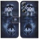For Infinix Hot 20 Coloured Drawing Flip Leather Phone Case(Wolf and Dog) - 1