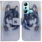 For Infinix Hot 20i Coloured Drawing Flip Leather Phone Case(White Wolf) - 1