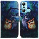 For Infinix Hot 20i Coloured Drawing Flip Leather Phone Case(Oil Painting Owl) - 1