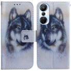 For Infinix Hot 20s Coloured Drawing Flip Leather Phone Case(White Wolf) - 1