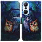 For Infinix Hot 20s Coloured Drawing Flip Leather Phone Case(Oil Painting Owl) - 1