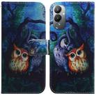 For Tecno Pova 4 Coloured Drawing Flip Leather Phone Case(Oil Painting Owl) - 1