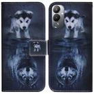 For Tecno Pova 4 Coloured Drawing Flip Leather Phone Case(Wolf and Dog) - 1