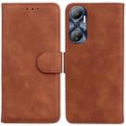 For Infinix Hot 20 Skin Feel Pure Color Flip Leather Phone Case(Brown) - 1