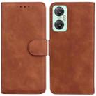 For Infinix Hot 20 5G Skin Feel Pure Color Flip Leather Phone Case(Brown) - 1