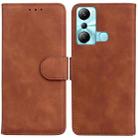 For Infinix Hot 20i Skin Feel Pure Color Flip Leather Phone Case(Brown) - 1