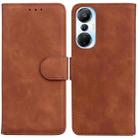 For Infinix Hot 20s Skin Feel Pure Color Flip Leather Phone Case(Brown) - 1