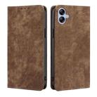 For Samsung Galaxy A04E RFID Anti-theft Brush Magnetic Leather Phone Case(Brown) - 1