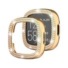 For Fitbit Versa 4 Double-Row Diamond Solid Color Electroplating Hollowed Watch Case(Rose Gold) - 1