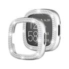 For Fitbit Versa 4 Double-Row Diamond Solid Color Electroplating Hollowed Watch Case(Silver) - 1