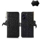 For Realme 10 4G Ostrich Pattern Genuine Leather RFID Phone Case(Black) - 1