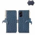 For Realme 10 Pro 5G Ostrich Pattern Genuine Leather RFID Phone Case(Blue) - 1