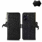 For Realme 10 Pro 5G Ostrich Pattern Genuine Leather RFID Phone Case(Black) - 1