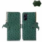 For Realme 10 Pro 5G Ostrich Pattern Genuine Leather RFID Phone Case(Green) - 1