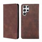 For Samsung Galaxy S23 Ultra 5G Skin Feel Magnetic Horizontal Flip Leather Phone Case(Dark Brown) - 1