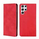 For Samsung Galaxy S23 Ultra 5G Skin Feel Magnetic Horizontal Flip Leather Phone Case(Red) - 1