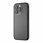 For iPhone 14 Pro Max Spring Buckle Metal Frosted Phone Case(Black) - 1