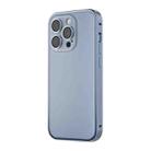 For iPhone 14 Spring Buckle Metal Frosted Phone Case(Blue) - 1