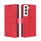 For Samsung Galaxy S23 5G Skin Feel Crocodile Magnetic Clasp Leather Phone Case(Red) - 1