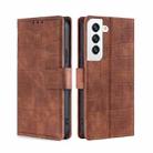 For Samsung Galaxy S23 5G Skin Feel Crocodile Magnetic Clasp Leather Phone Case(Brown) - 1