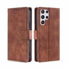 For Samsung Galaxy S23 Ultra 5G Skin Feel Crocodile Magnetic Clasp Leather Phone Case(Brown) - 1