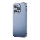 For iPhone 14 Pro Max Spring Buckle Metal Solid Color Phone Case(Blue) - 1