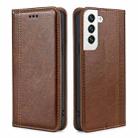 For Samsung Galaxy S23+ 5G Grid Texture Magnetic Flip Leather Phone Case(Brown) - 1