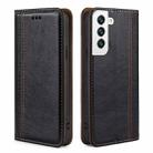 For Samsung Galaxy S23+ 5G Grid Texture Magnetic Flip Leather Phone Case(Black) - 1