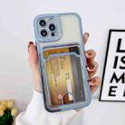 For iPhone 14 Pro Electroplating Frame Card Slot Phone Case(Blue) - 1